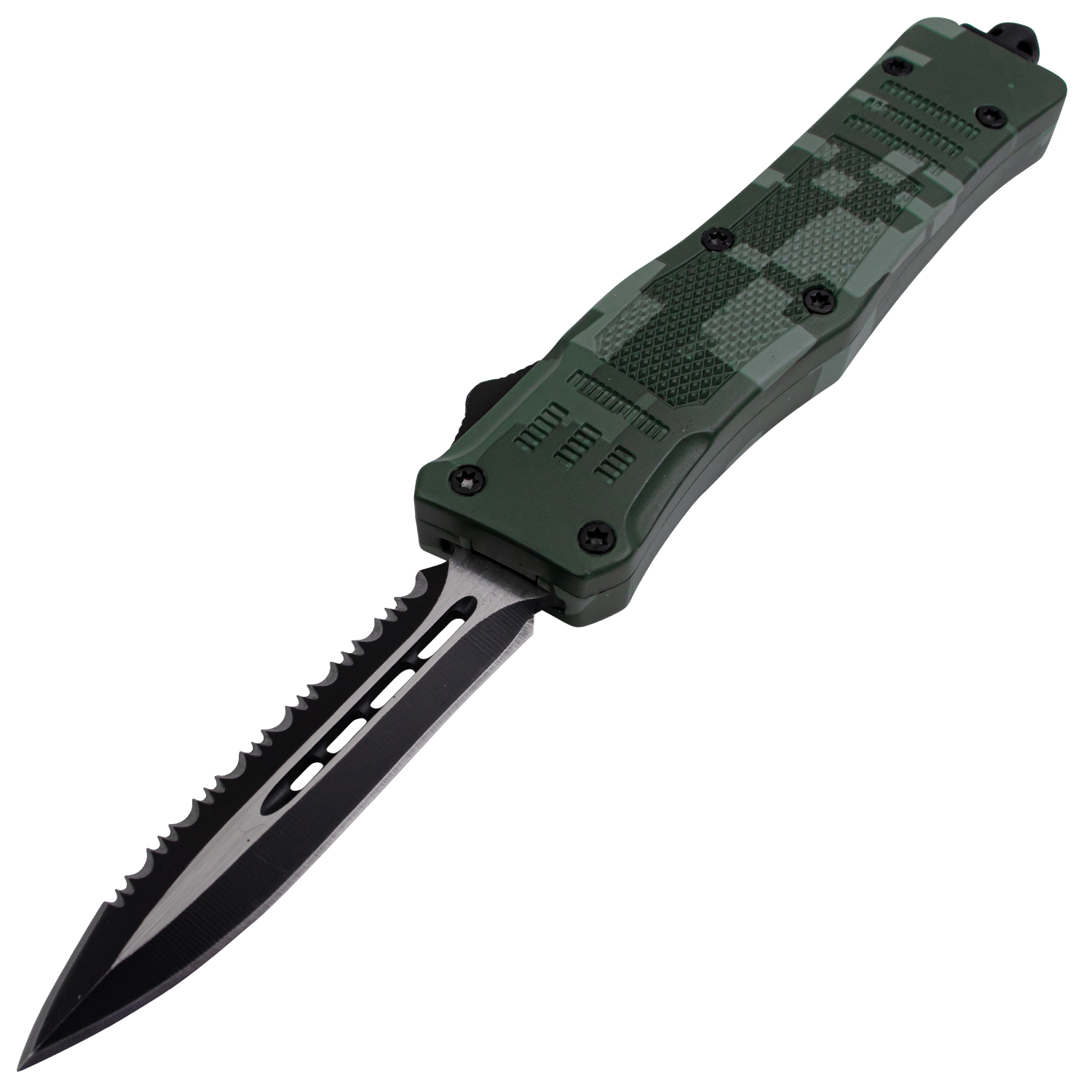 Covert OPS USA OTF Automatic Knife 7 Inch Overall Half Serrated Camo